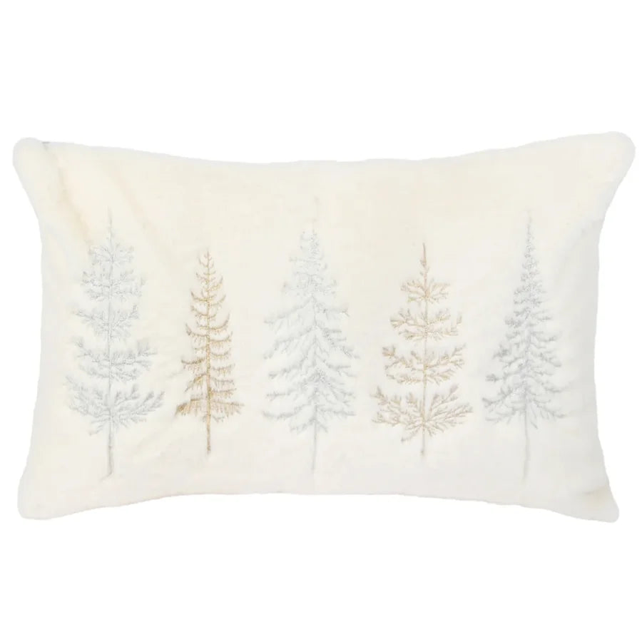 Frosted Metallic Tree Pillow Cover