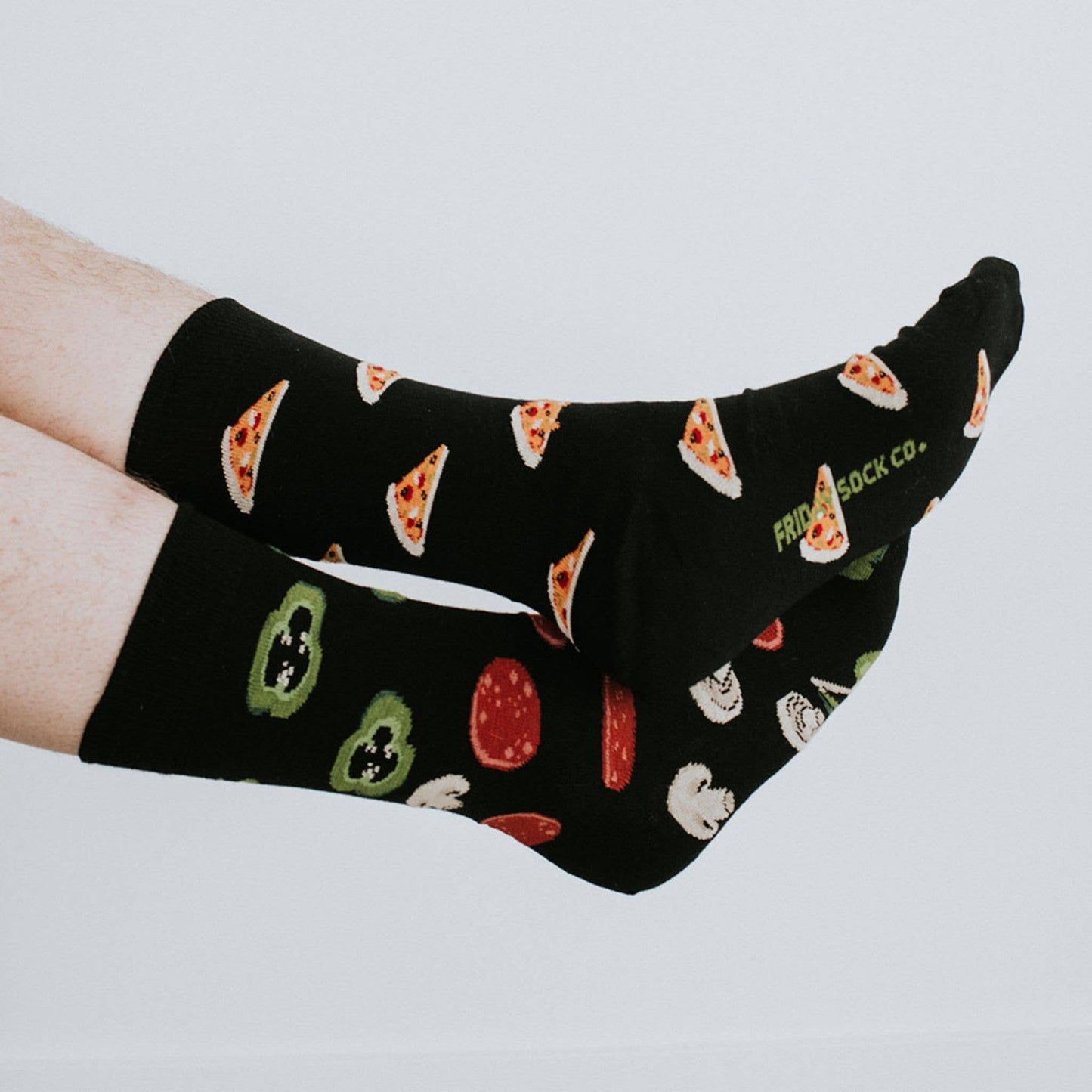 Men’s Socks | Black Pizza & Topping V2 | Foodie | Mismatched