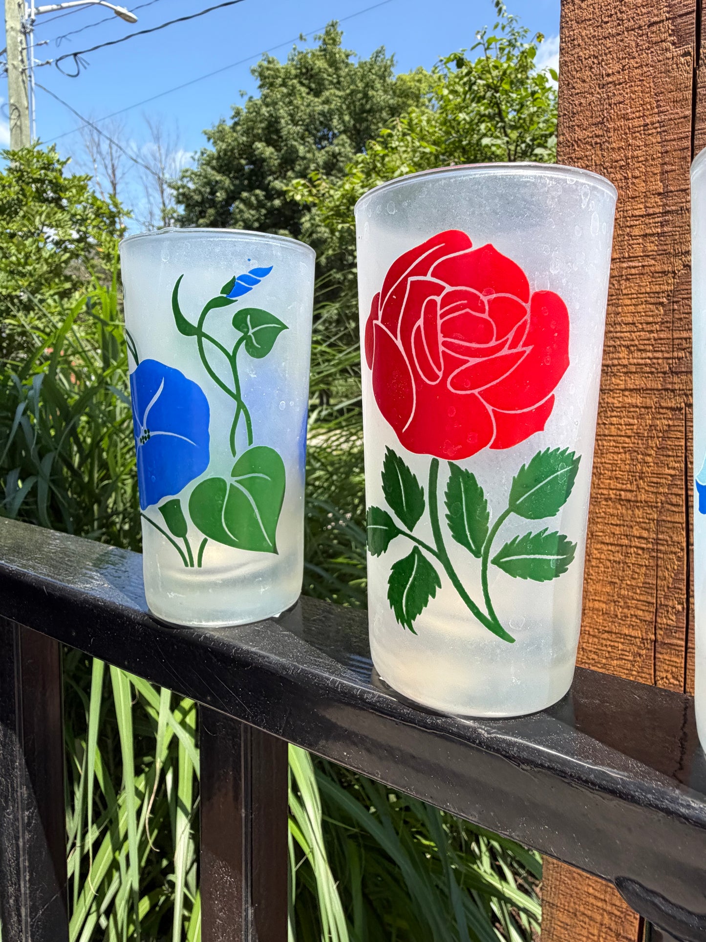 Vintage Libby Frosted Flower Glasses