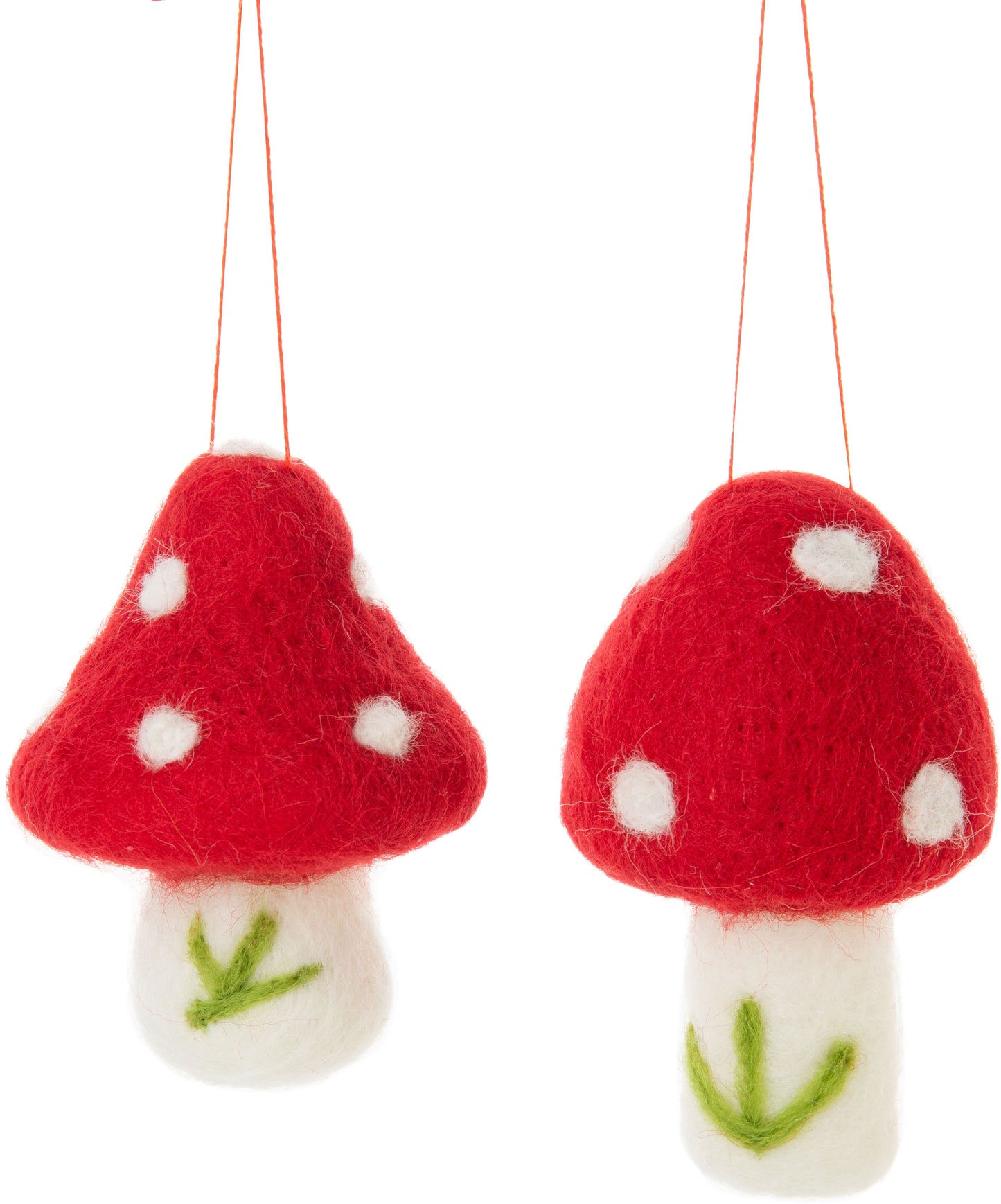 Red and White Spotted Mushroom Ornaments