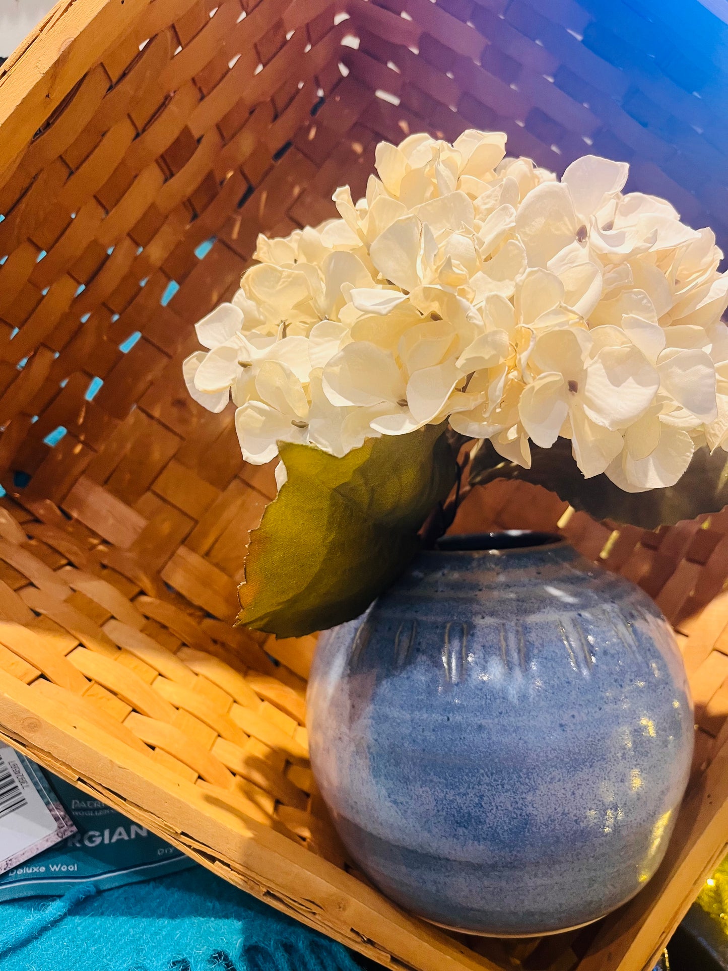 Vintage Blue Pottery Vase