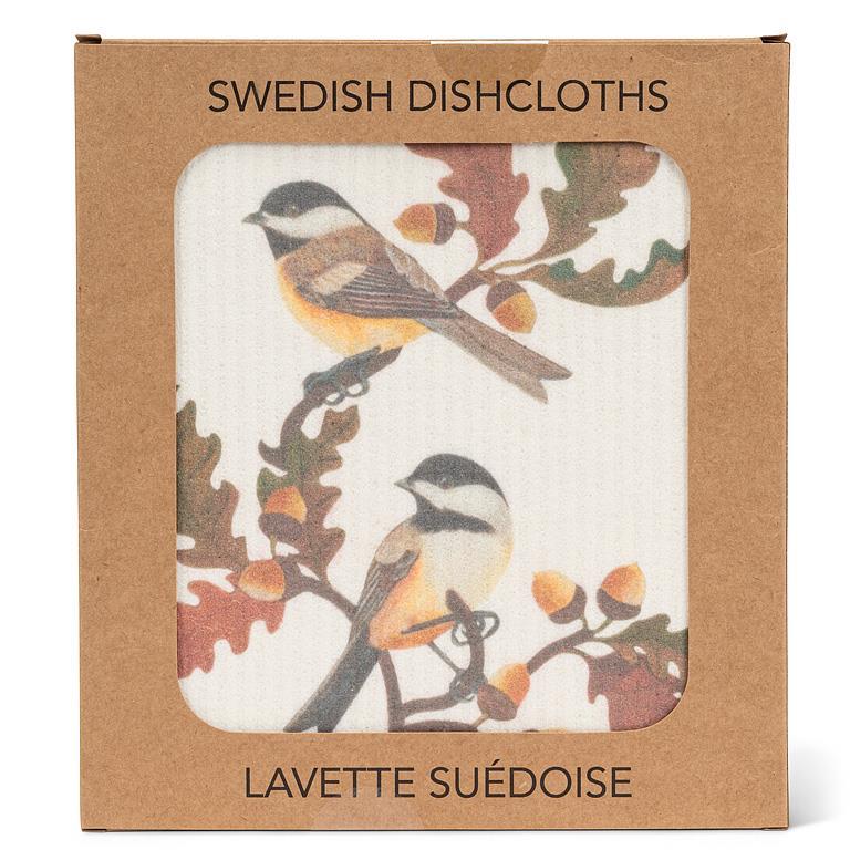 Chickadees & Oak Leaves Dishcloth