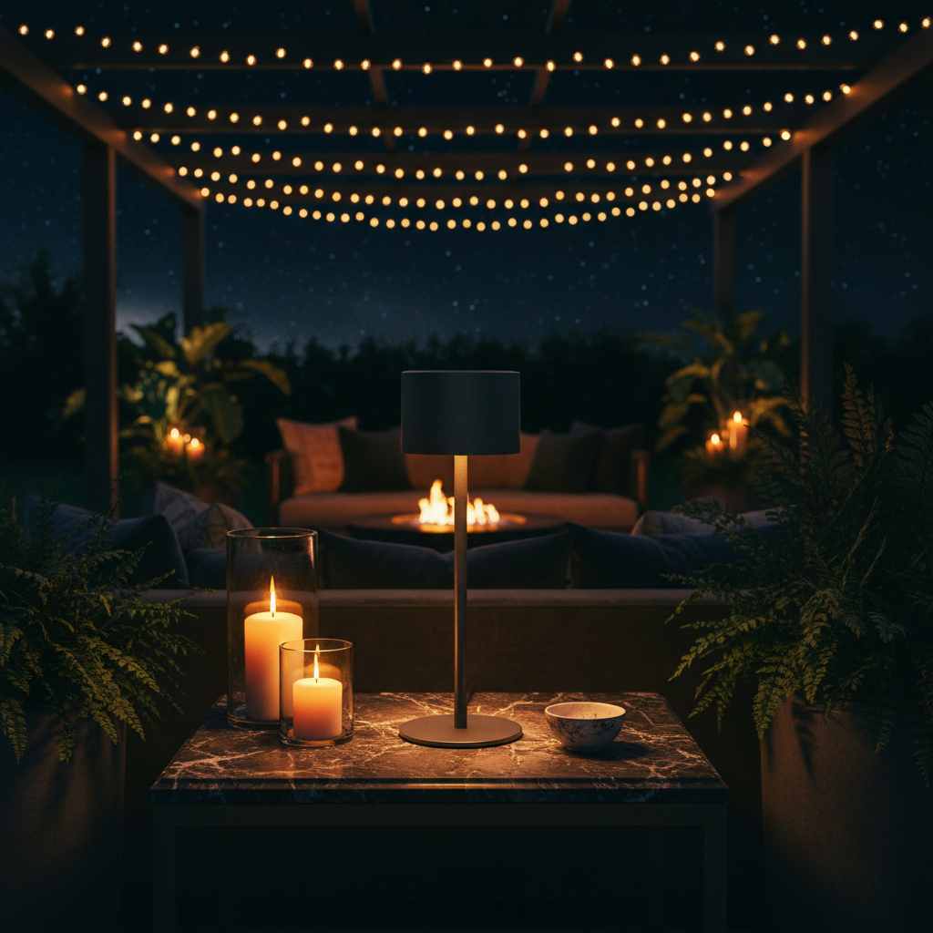 Classic Solar LED Outdoor Table Lamp - Black