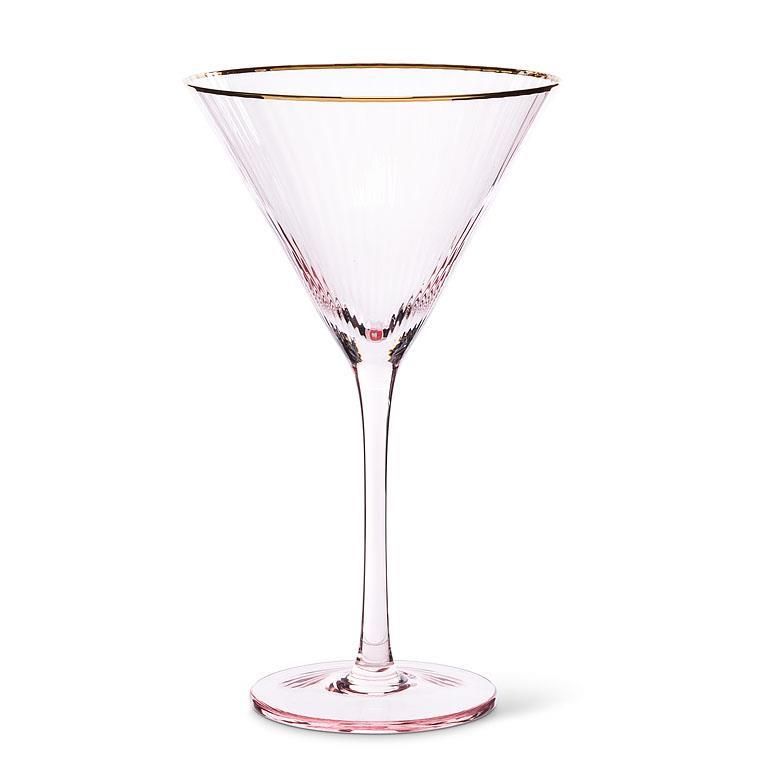Blush Martini Glass with Gold Rim