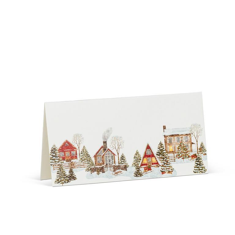 Winter Houses Fold Placecards - 12 Pieces