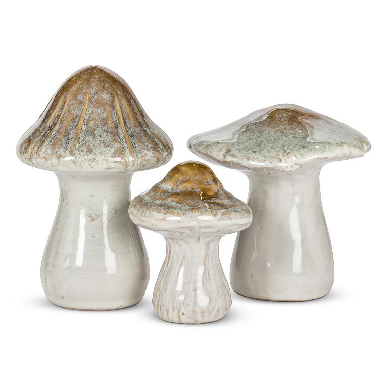 Taupe Ceramic Mushrooms