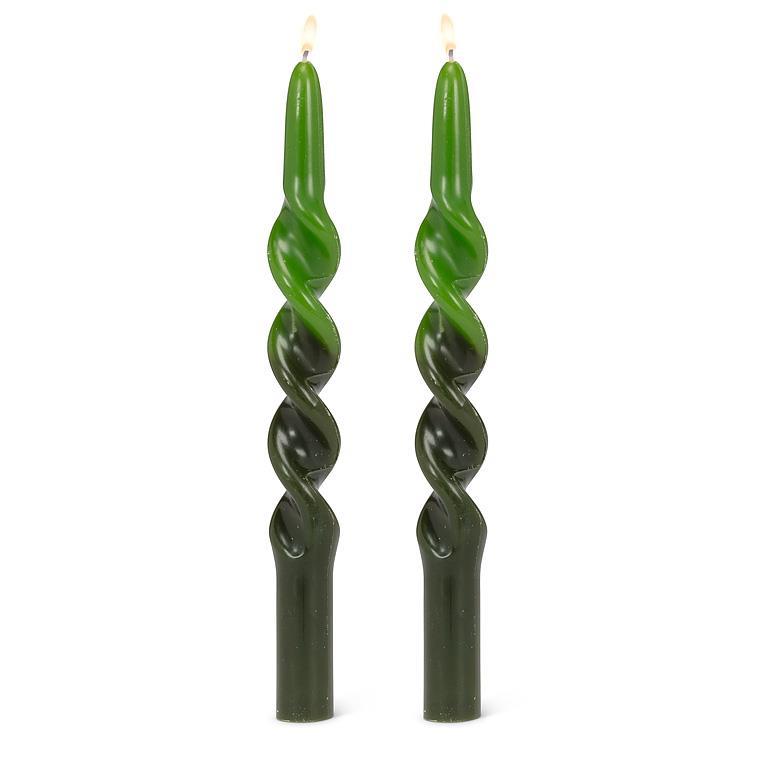 Large Spiral 2-Tone Taper Candles - Set of 2