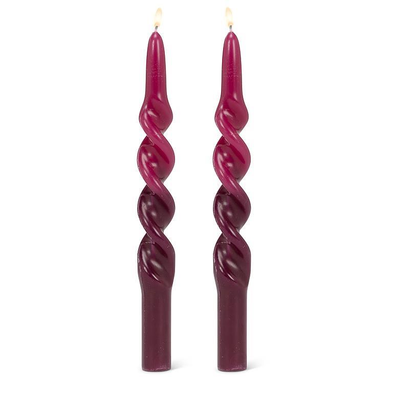 Large Spiral 2-Tone Taper Candles - Set of 2