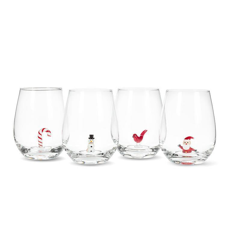 Snowman stemless wine glasses shop