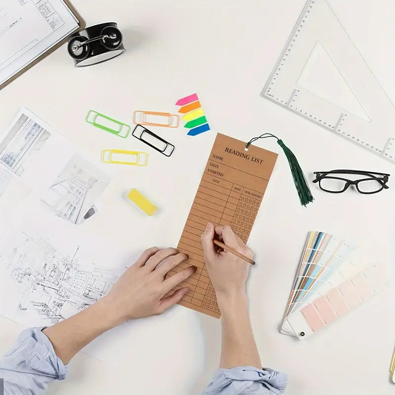 Brown Reading List Bookmarks 4pk