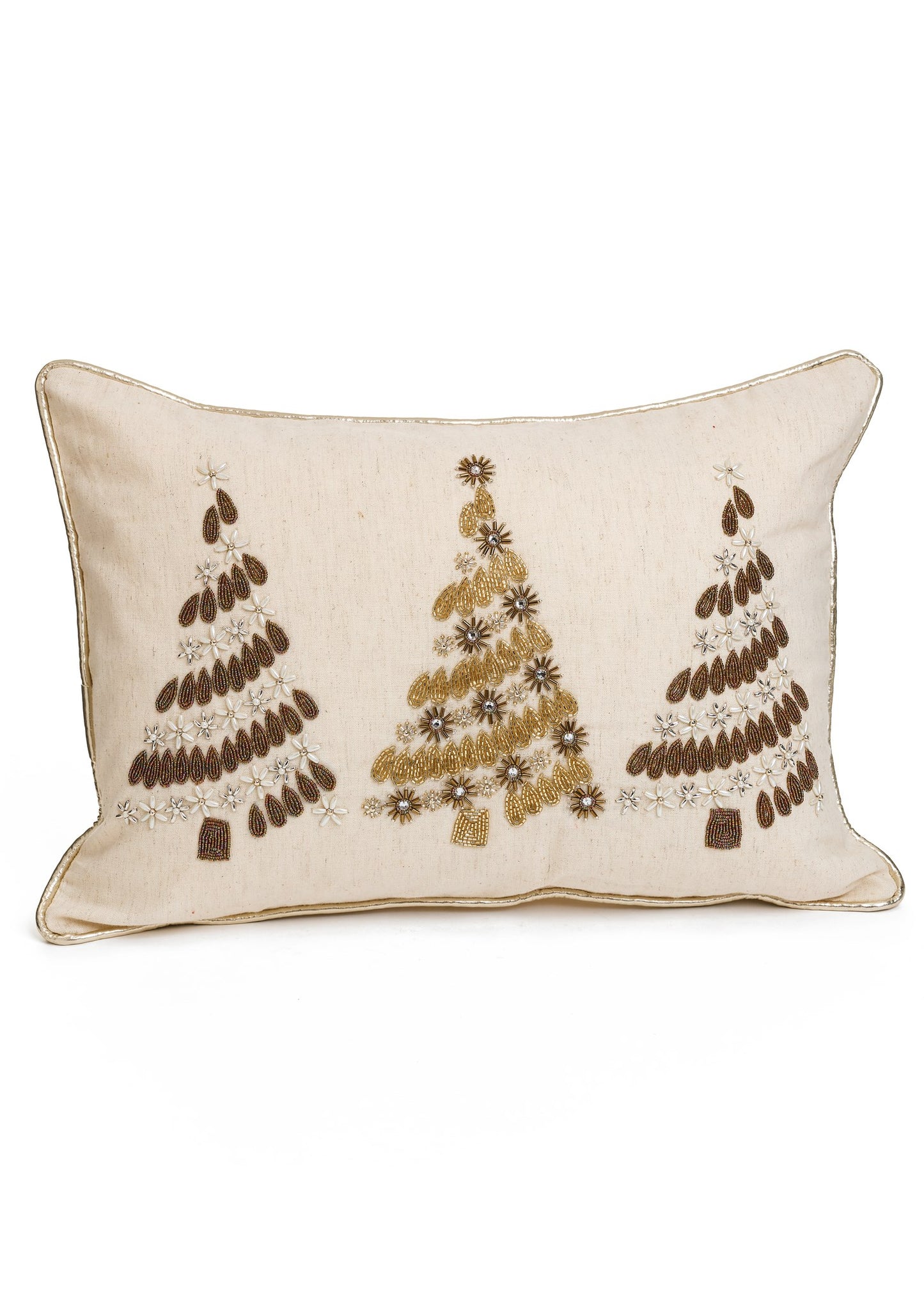 Printed Tree Pillow Off White Brown