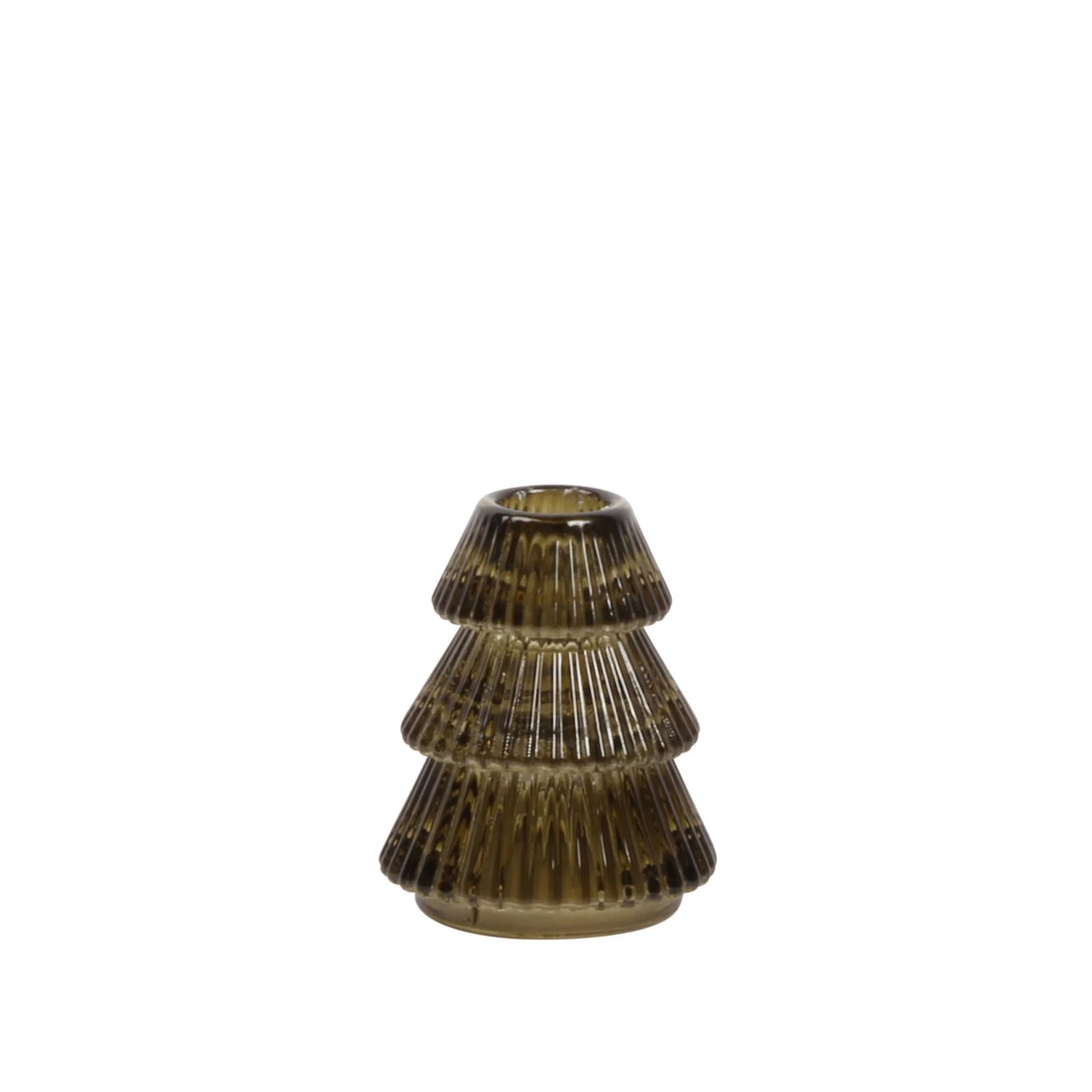 Glass Ribbed Tree Taper Holder