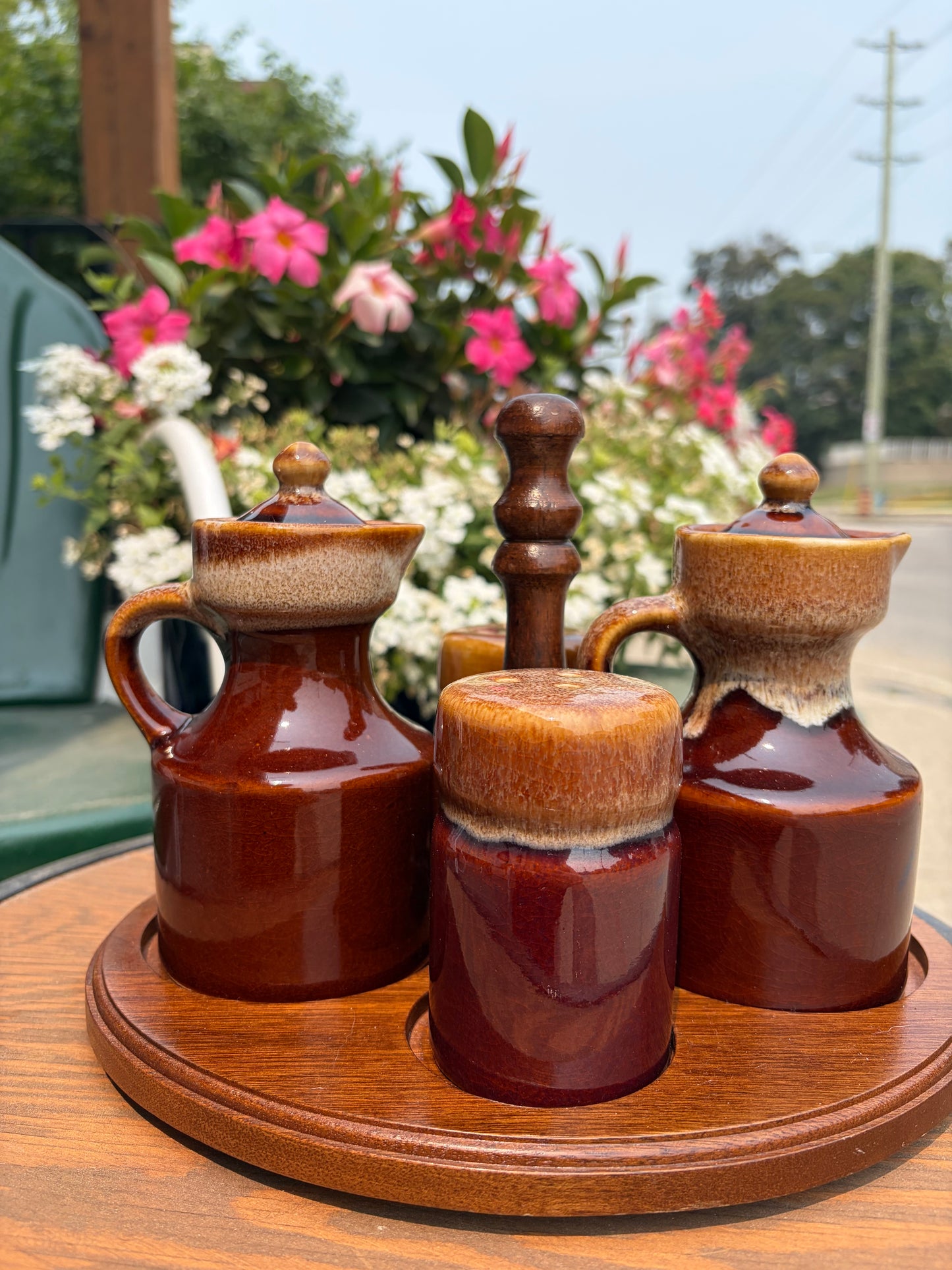 Vintage Pottery Cruet Set