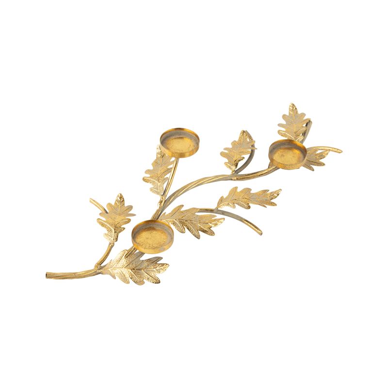 Gold Leaf Candle Metal Oak Votive Holder