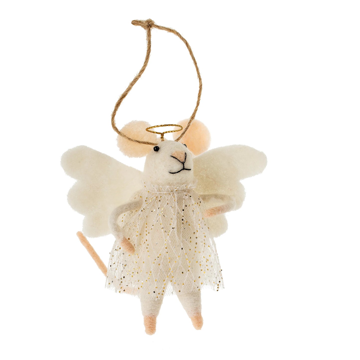 Heavenly Hana Felted Mouse Ornament