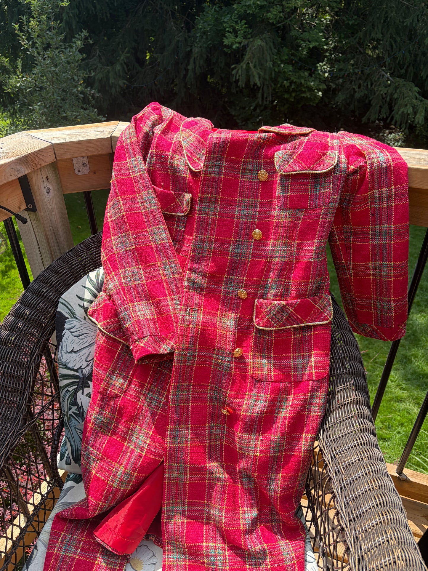 Vintage Red Plaid Coat