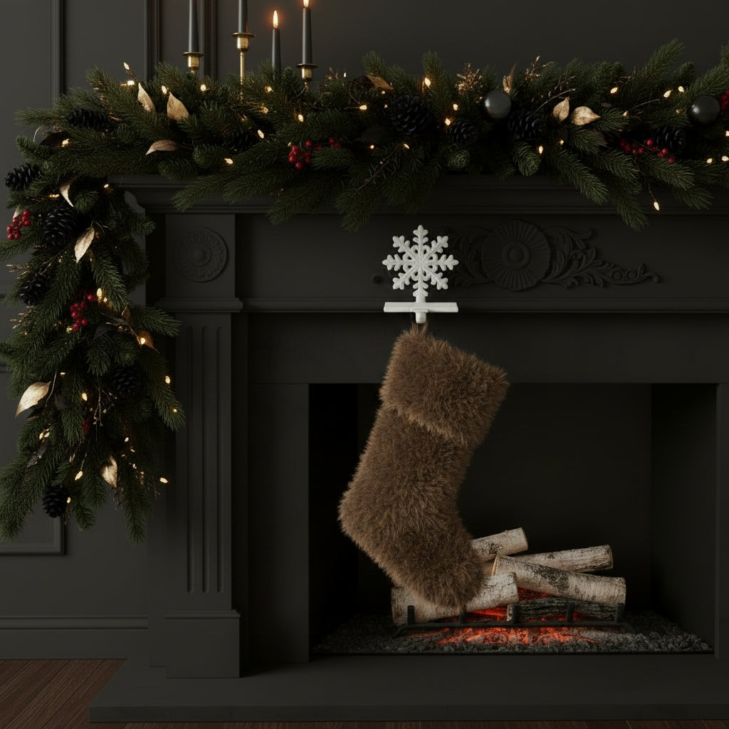 White Snowflake Cast Iron Stocking Holder