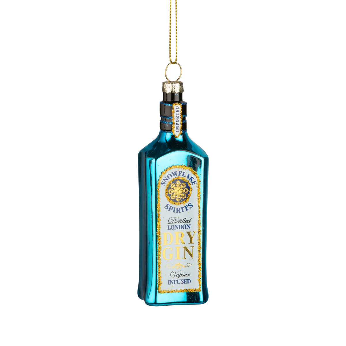 Blue Gin Bottle Ornament