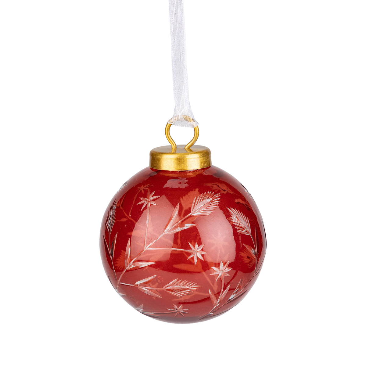 Red Glass Etched Ornament