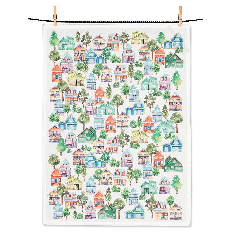 Colourful House Tea Towel