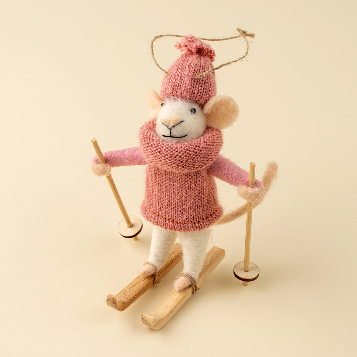Powder Penny Felted Mouse Ornament