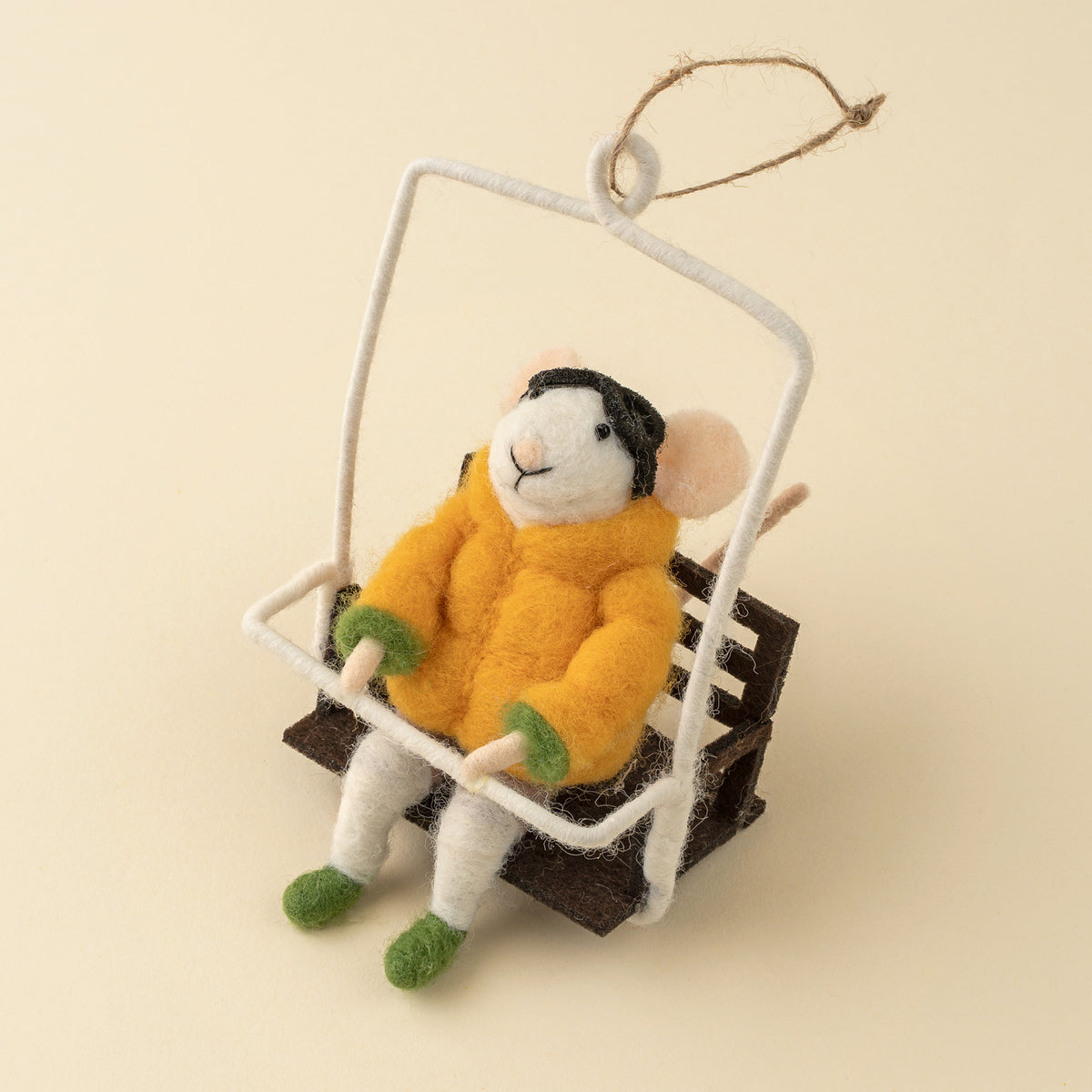 Chairlift Charlie Felted Mouse Ornament