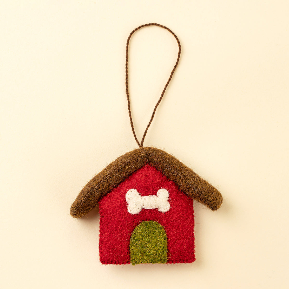 Dog House Felt Ornament, Red