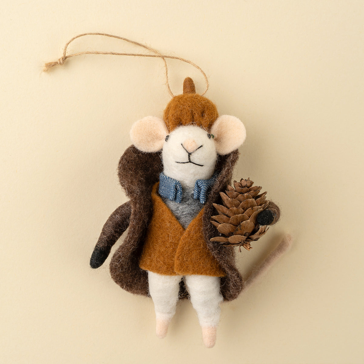 Dapper Declan Felted Mouse Ornament