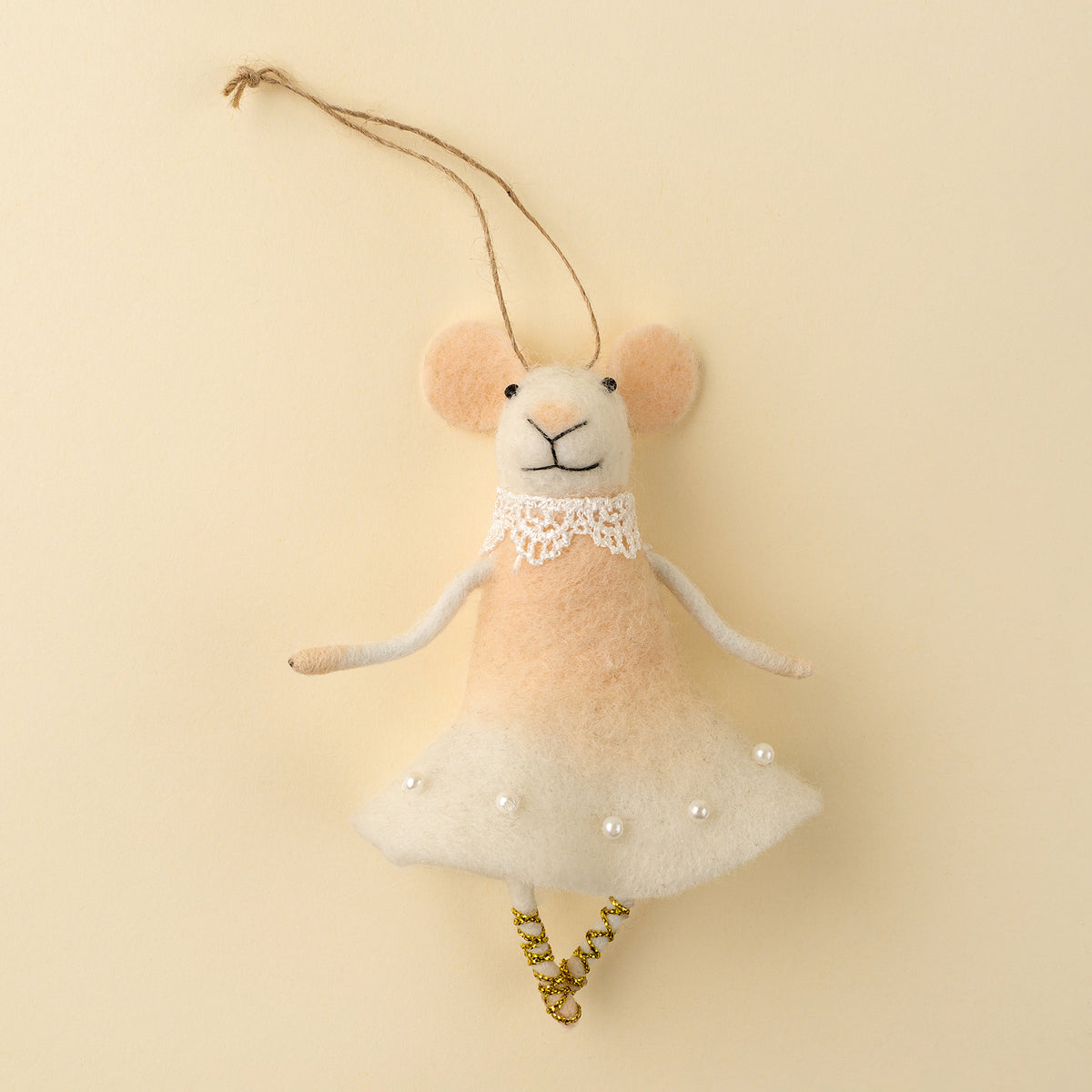 Ballerina Blossom Felted Mouse Ornament