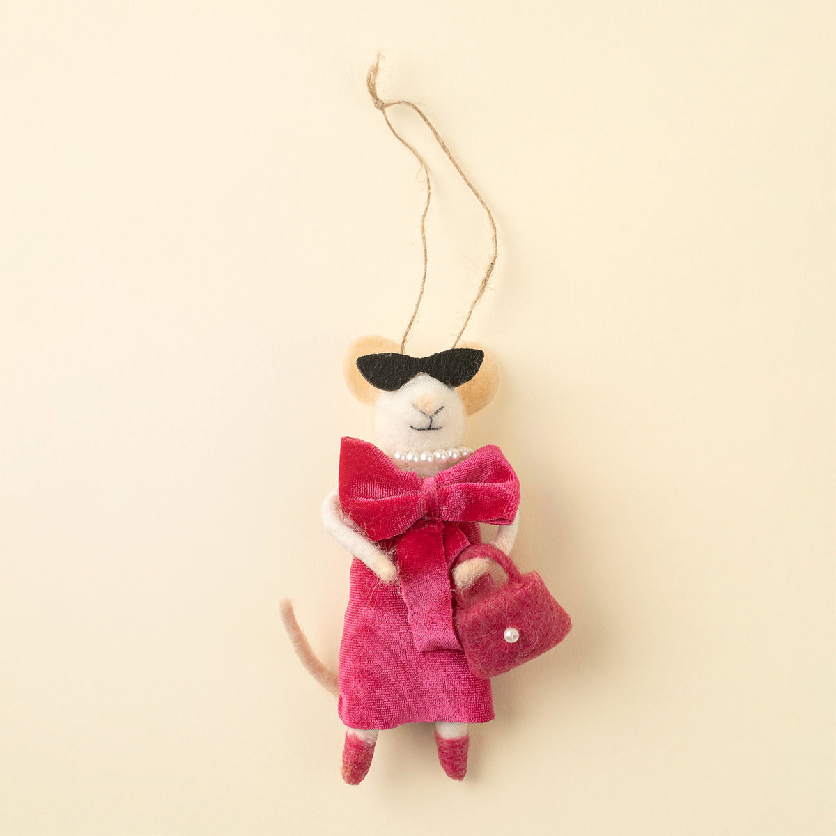 Elegant Ellie Felted Mouse Ornament