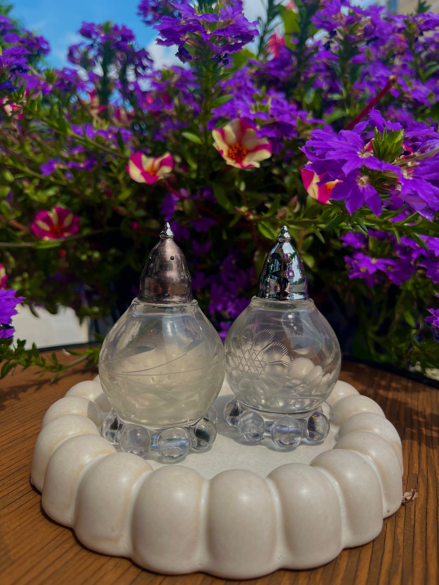 Vintage Pair of Candlewick Glass Salt & Pepper Shakers