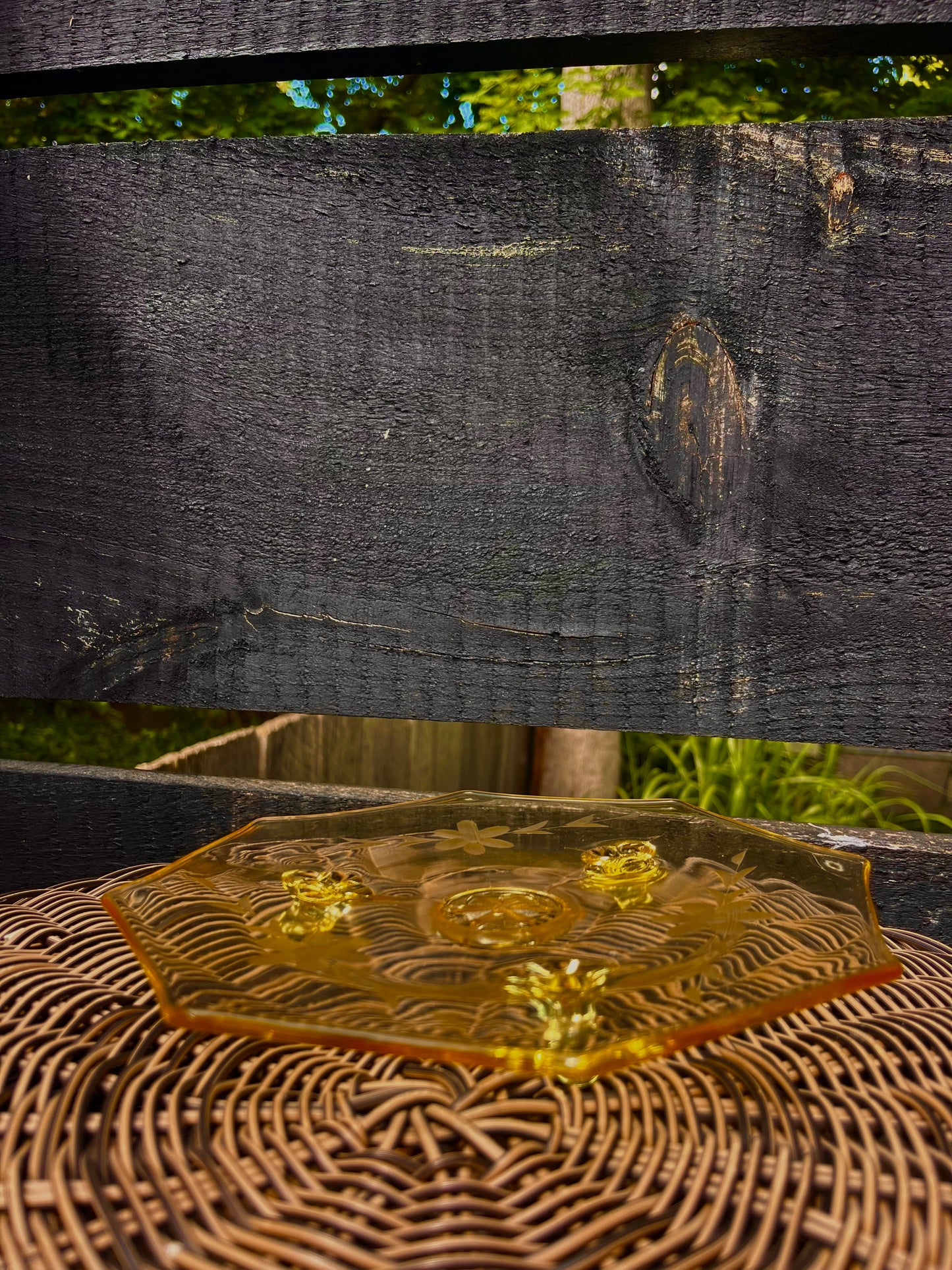 Vintage Yellow Depression Glass Tray