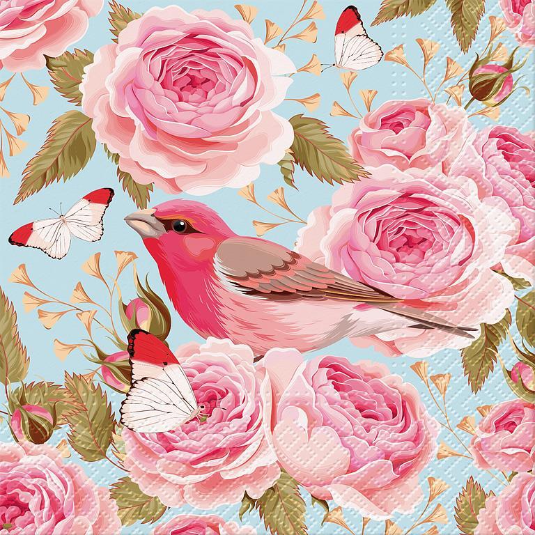 English Rose Bird Napkin