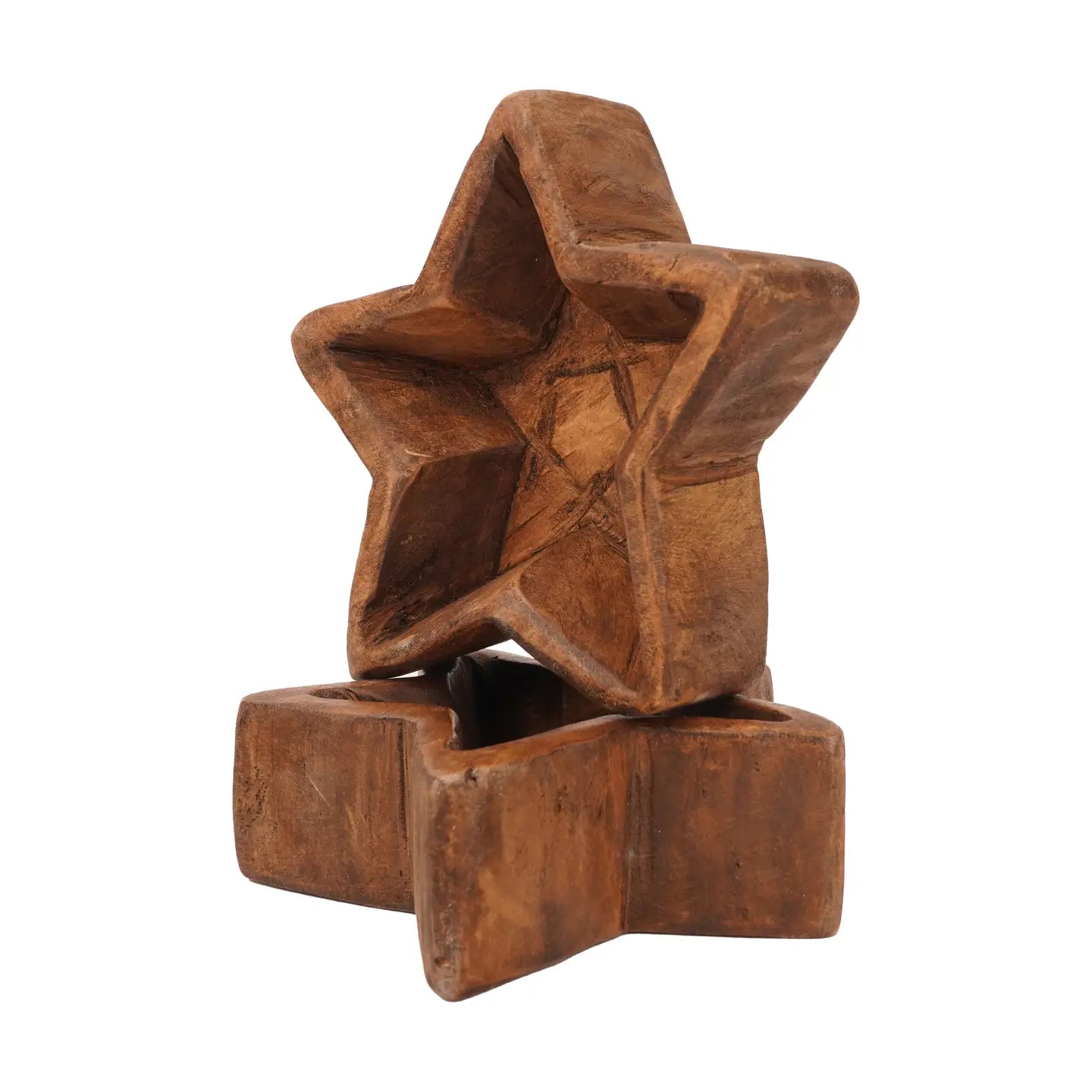 Wooden Dough Bowl Soy Candle Star