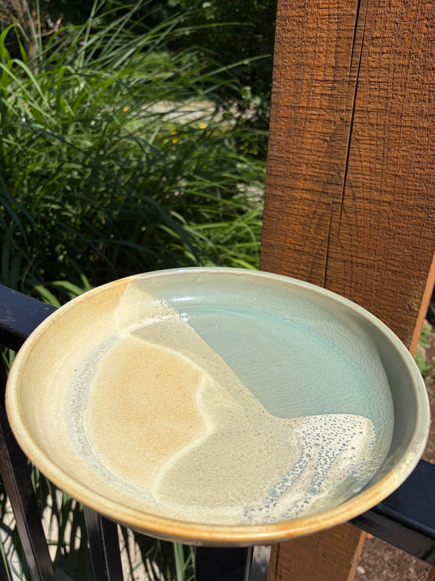 Signed Pottery Plate + Bowl Sage Green