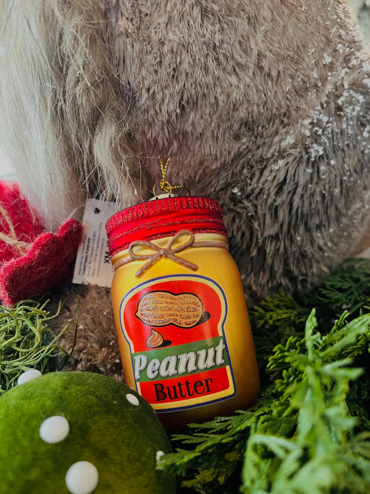 Two Assorted Glass Peanut Butter and Jelly Ornament