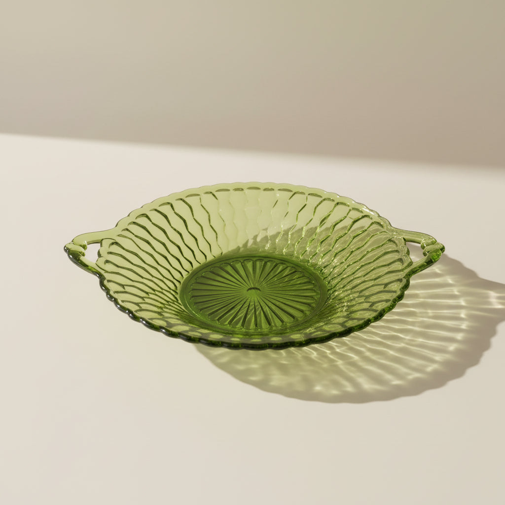 Vintage MCM Indiana Green double handled Dish