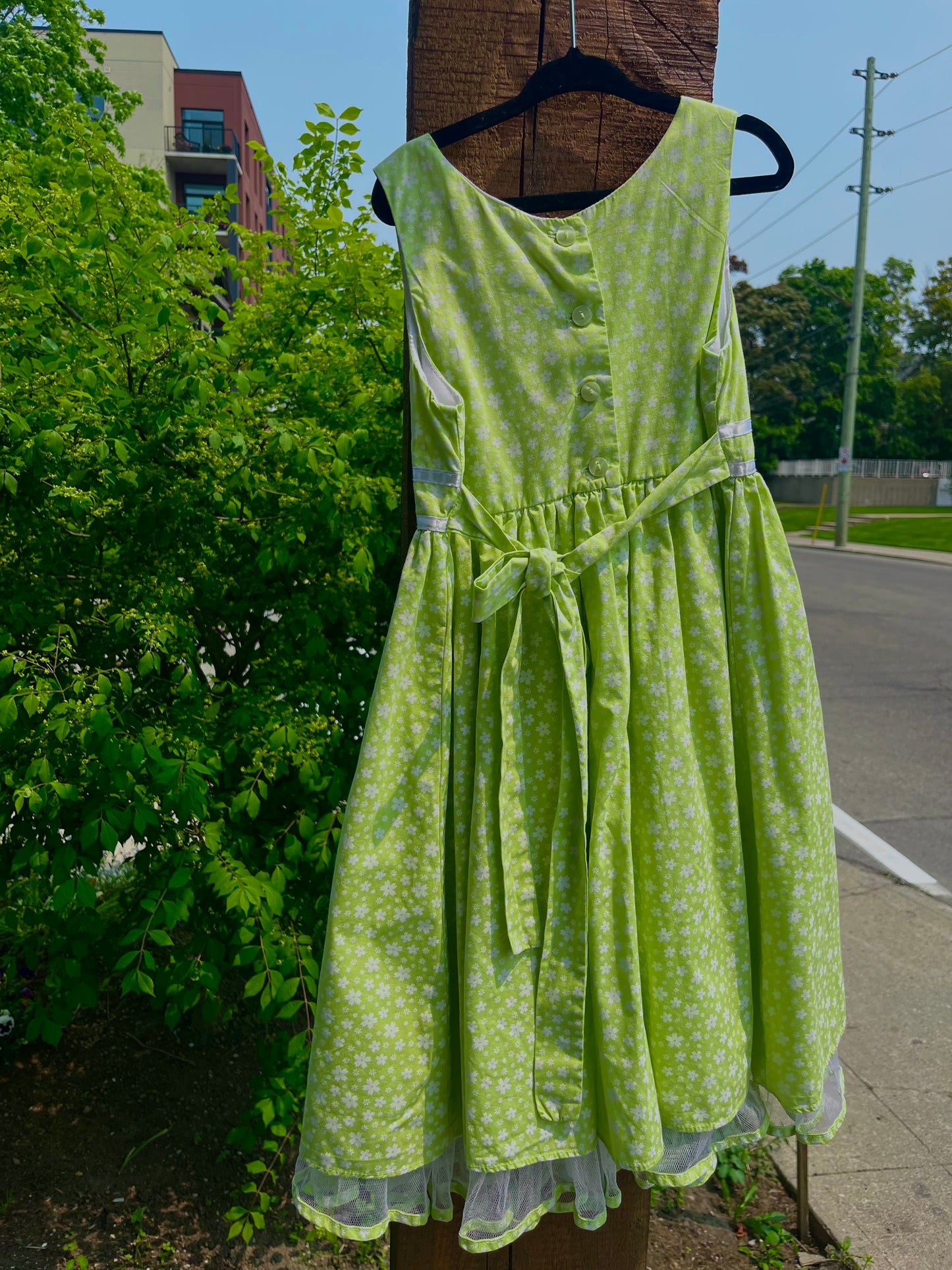 Green Floral Kids Summer Dress