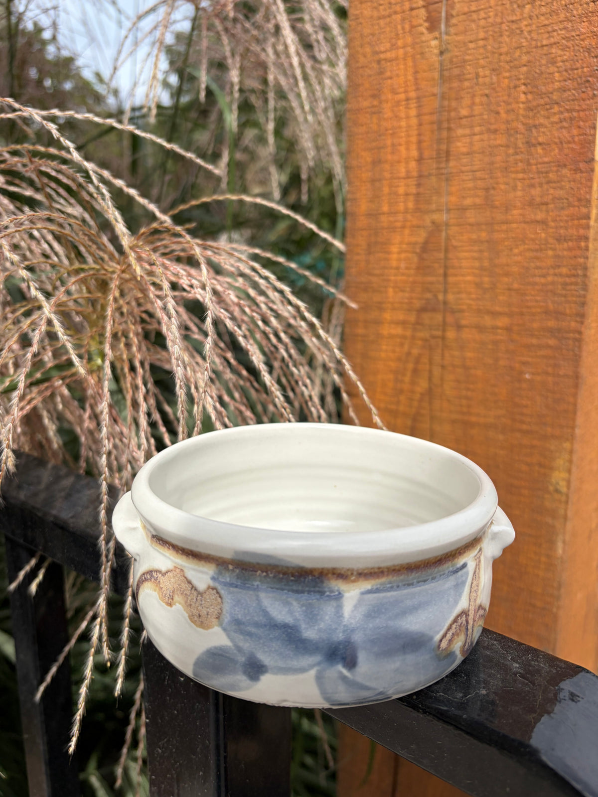 Pottery Bowl White and Blue