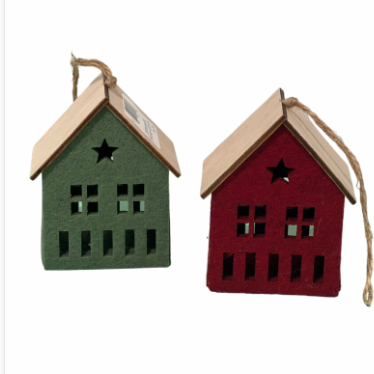 Felted Wool and Wood House Ornament