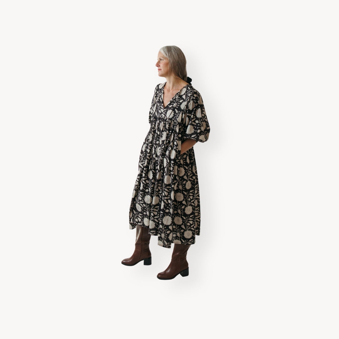 Mira Night Flower Midi Dress, Pokoloko Fair Trade