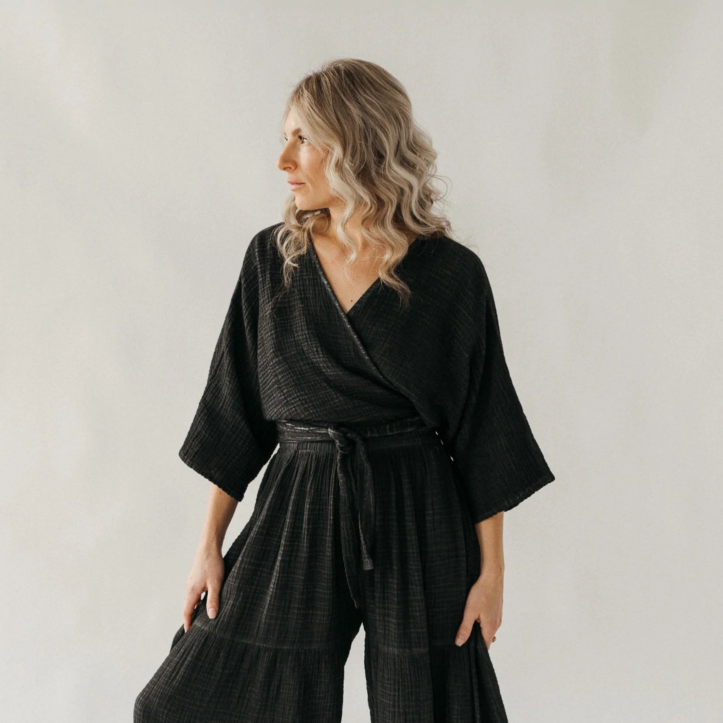 Crinkle V Neck Top Fair Trade Artisan Made