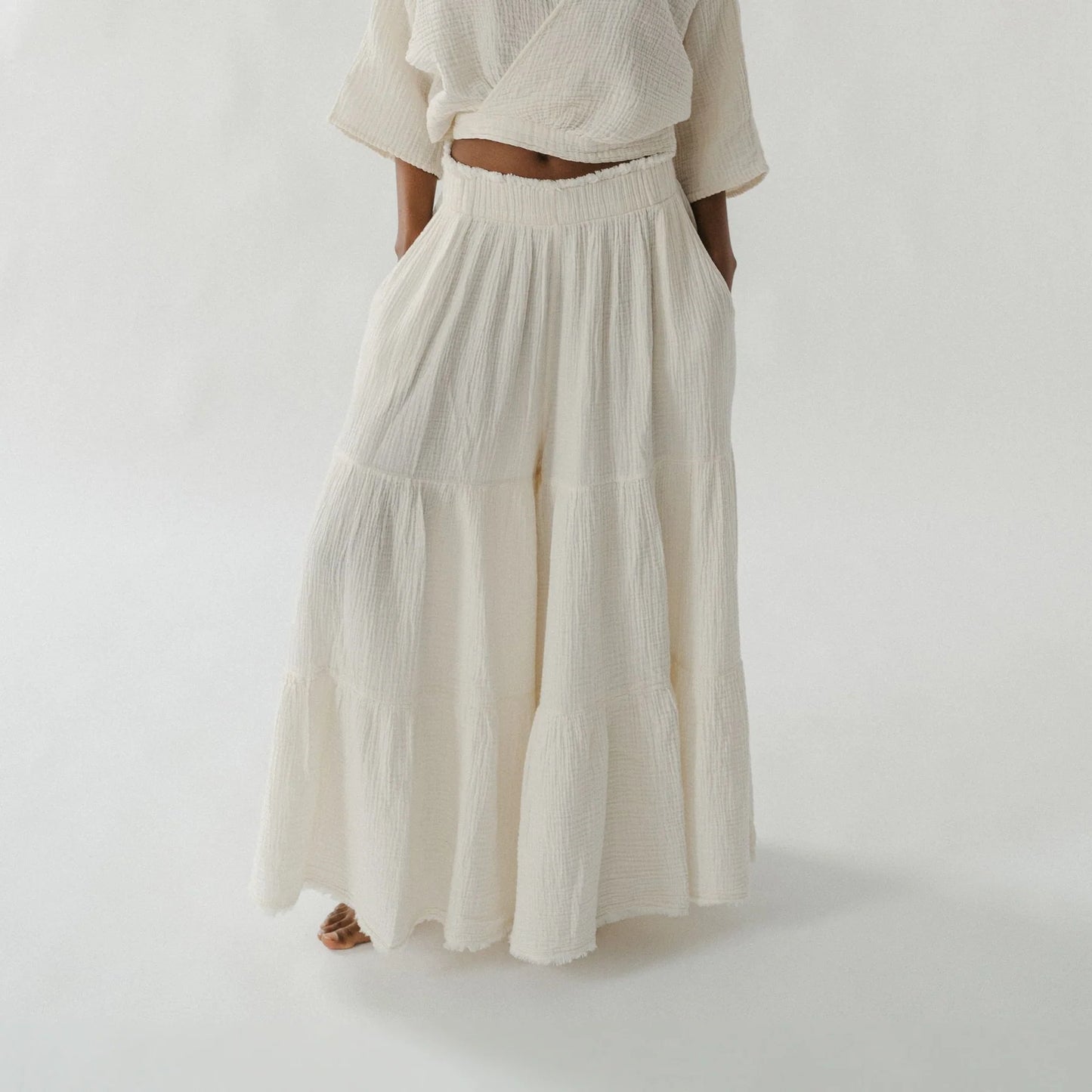 Crinkle Skirt Pants - Pokoloko