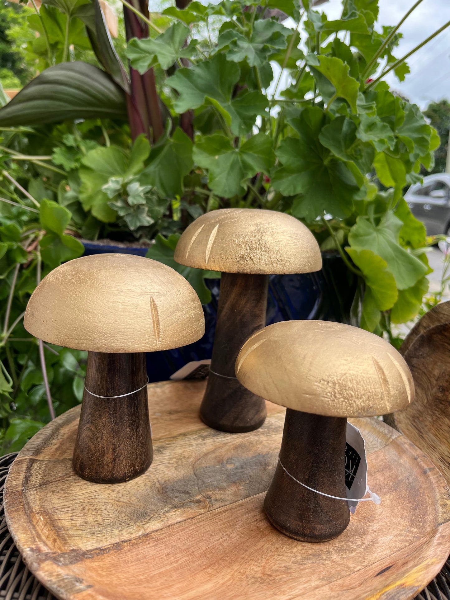Gold Wooden Mushrooms
