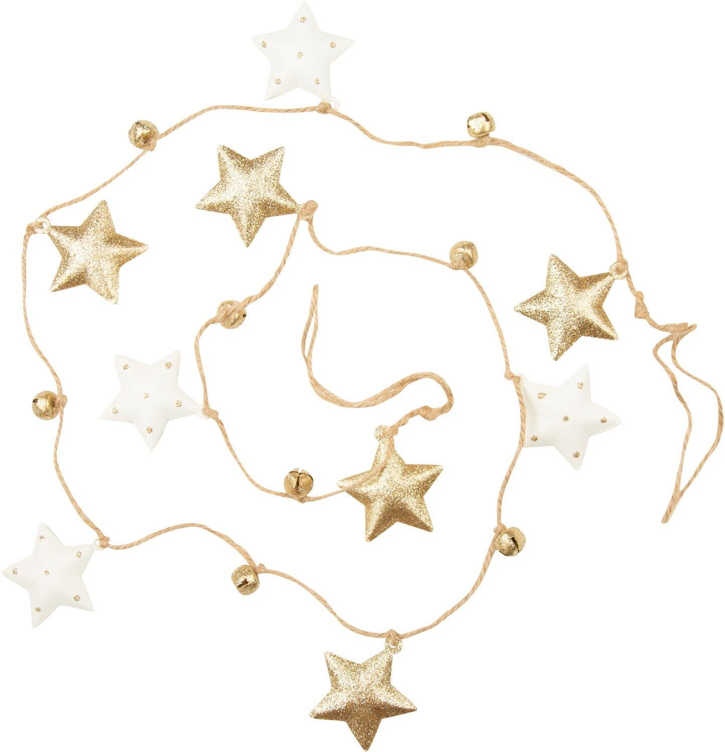 White Metal & Gold Glitter Stars Garland