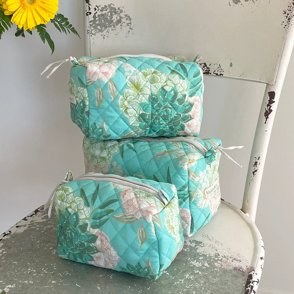 Quilted Makeup Bag Set