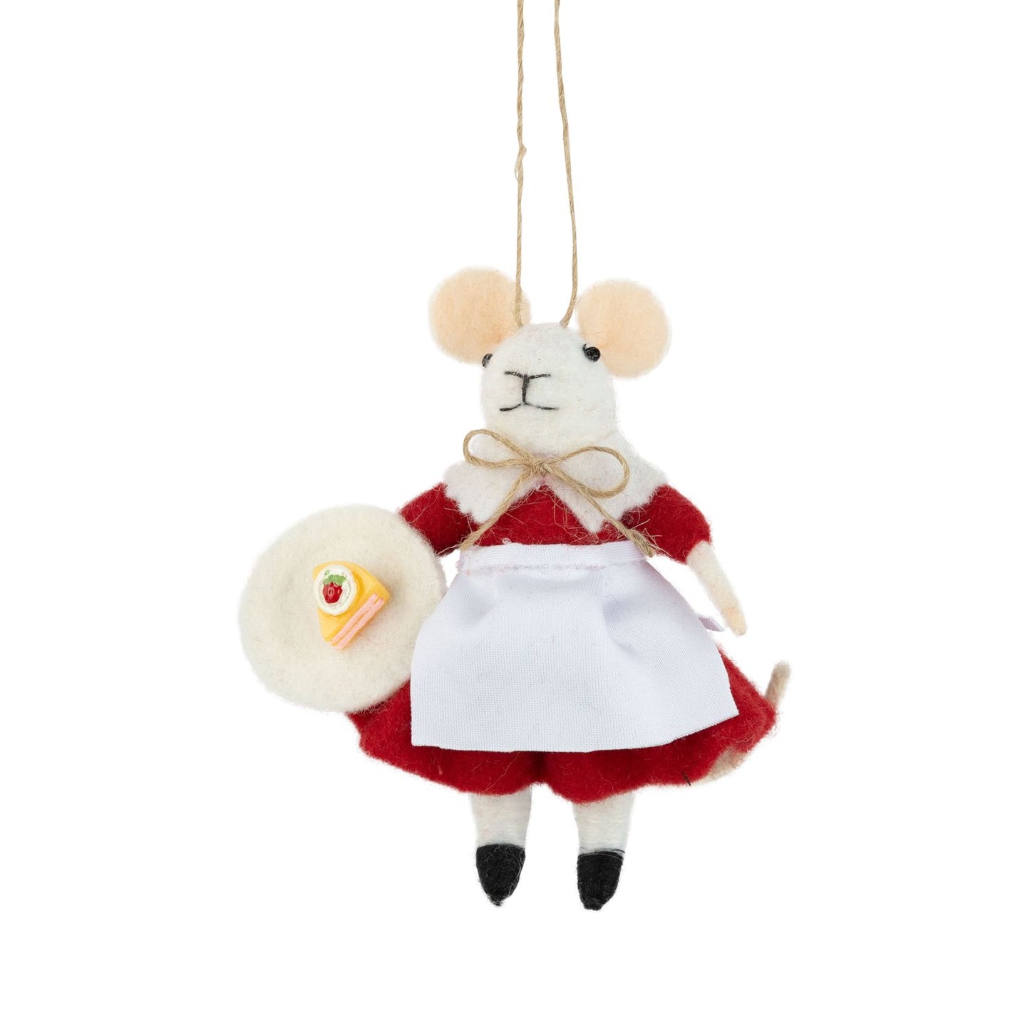 Felt Mouse Ornament, Holding Cake