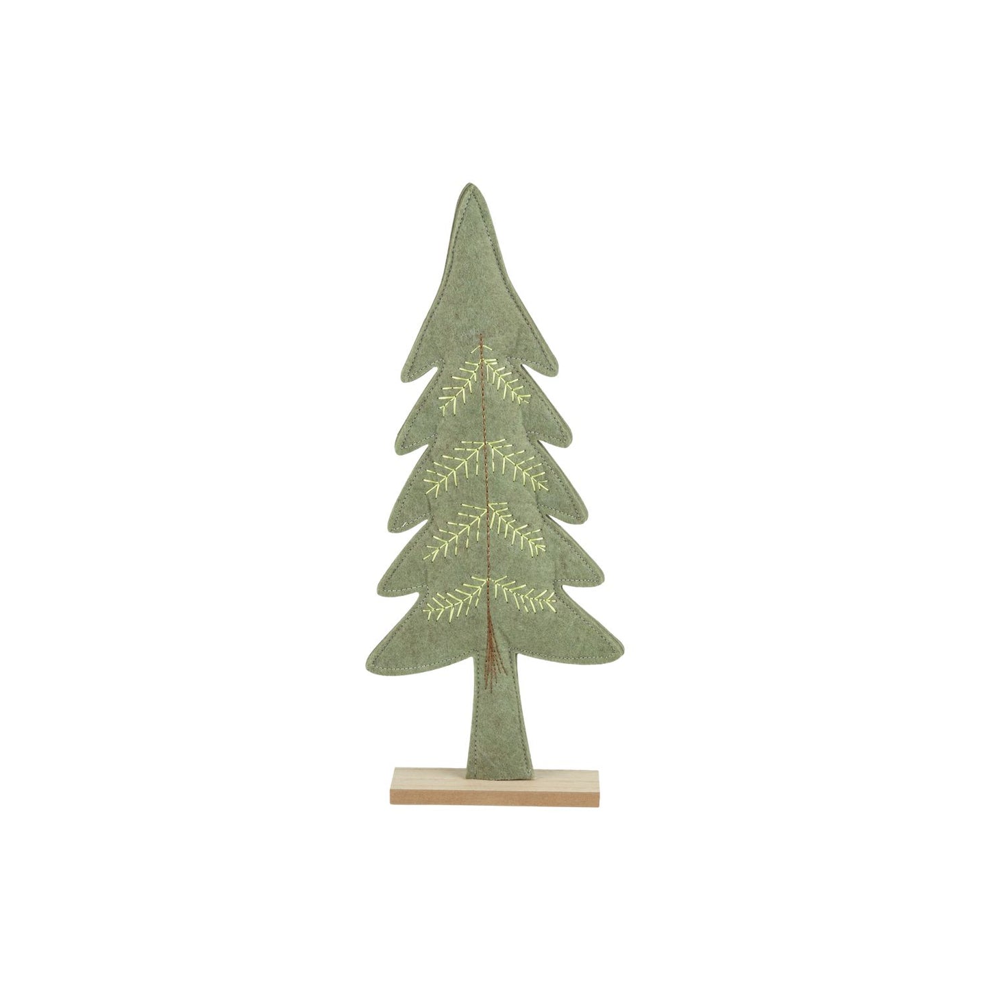 Green Felt Fir Tree on Wood Base