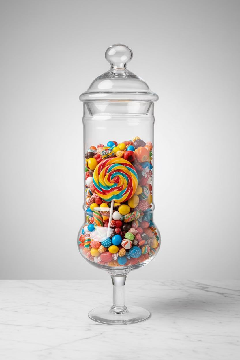 Huge Italian Hand Blown Glass Apothecary Lidded Jar