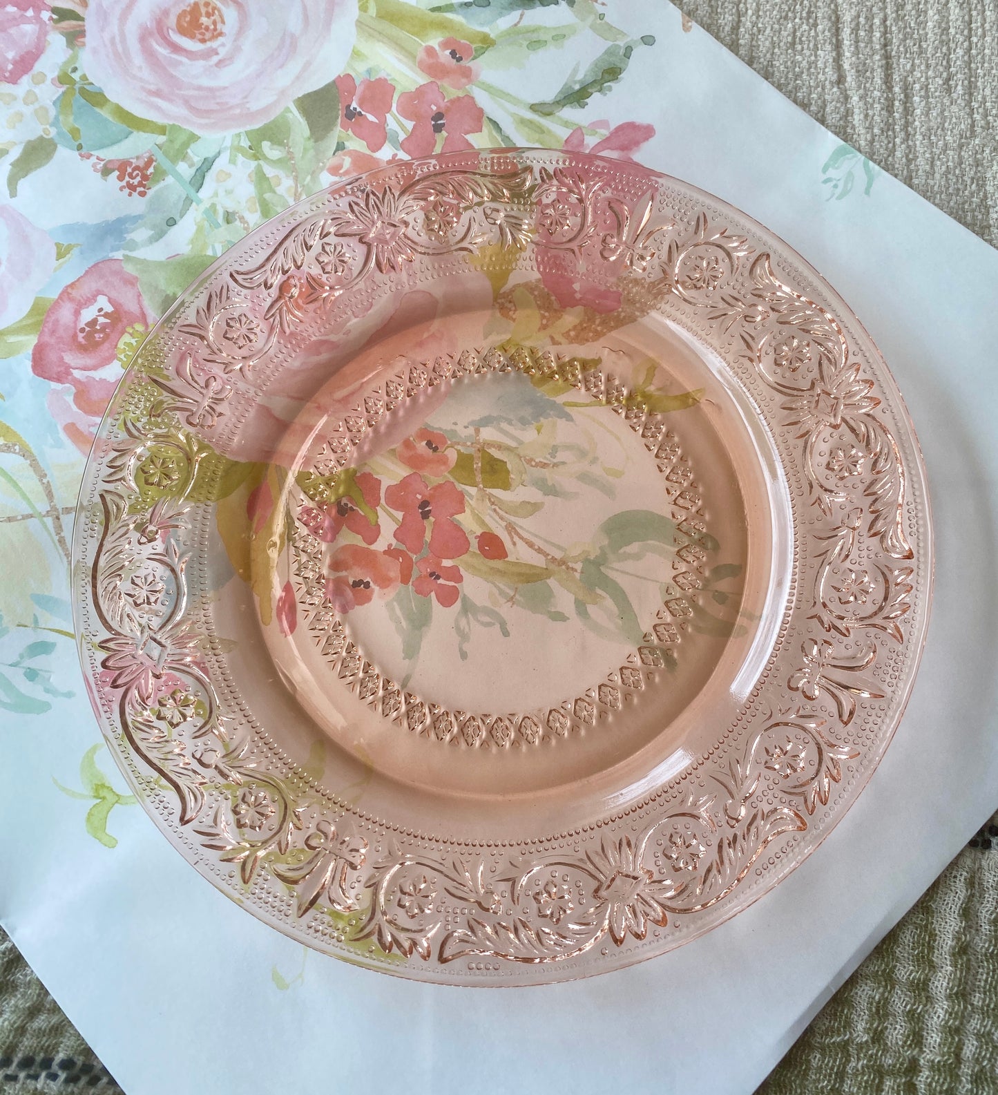KIG Vintage Depression Glass Lunch Plates